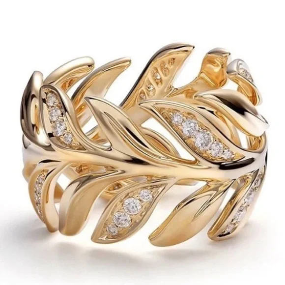 New Women’s Yellow Gold Plated Diamond Ring - Picture 2 of 3